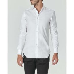Xacus Camicia bianca in twill di puro cotone tailor-fit