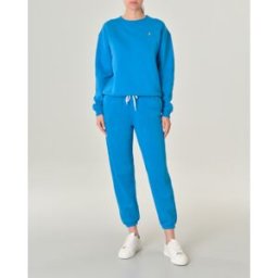 Ralph Lauren Pantaloni turchesi in felpa di cotone con elastico inserito nei polsini e in vita