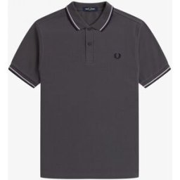Fred Perry Polo antracite con bordino lilla e blu