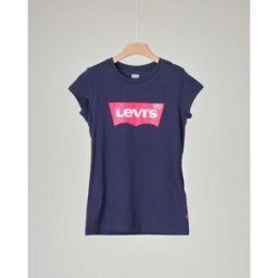 Levis T-shirt blu a maniche corte con batwing Levi's rosa stampato 10-16 anni