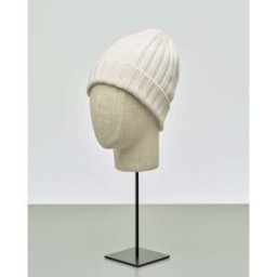 S. Moritz Berretto bianco in puro cachemire a coste con risvolto
