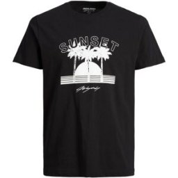 Jack & Jones T-shirt nera con stampa grafica bianca che si colora all'esposizione ai raggi UV