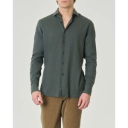Xacus Camicia verde bosco in mussola di puro cotone tailor fit