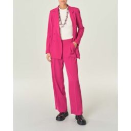 Hlo! Pantaloni straight color fucsia in cady con pinces in vita