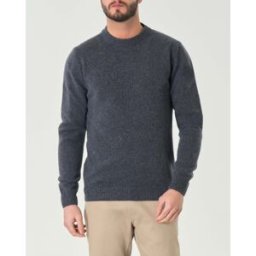 My Stuff Maglia mouliné girocollo blu indaco in lana finezza 7