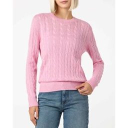 MC2 Saint Barth Maglia girocollo rosa in lana e cashmere a lavorazione a trecce