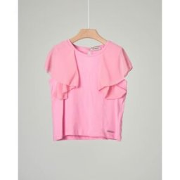 Pinko T-shirt rosa con maniche ad aletta in georgette S-2XL