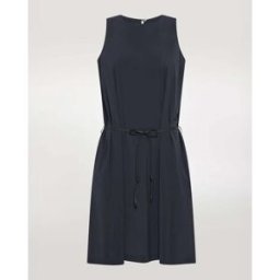 R.R.D. Abito corto blu smanicato dalla linea oversize in tessuto tecnico con cinturina annodabile in vita
