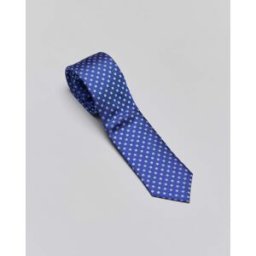 Boss Cravatta blu royal in pura seta a fantasia micro fiori