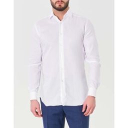 Xacus Camicia bianca micro armatura di puro cotone tailor fit