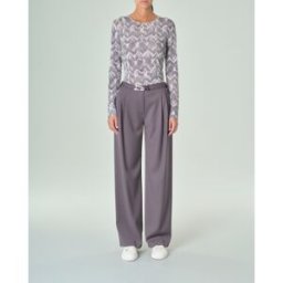Patrizia Pepe Pantaloni color piombo in tessuto effetto flanella pettinata con pinces in vita