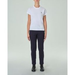 Jurerê Pantaloni blu slim in misto viscosa punto Milano con risvolto al fondo ed elastico in vita