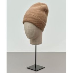 Cachemire Line Berretto color cammello in puro cashmere lavorato a coste con risvolto