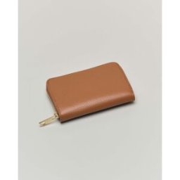 Hlo! Portafoglio color cuoio in pelle martellata con chiusura a cerniera