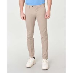 Roy Roger's Pantalone chino New Rolf sabbia in gabardina di cotone stretch