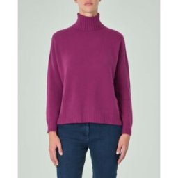 Hlo! Dolcevita boxy color ciclamino in misto viscosa con giromanica sceso
