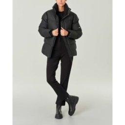 Rains Boxy Puffer Jacket nero realizzato in un PU traspirante impermeabile con colletto alto