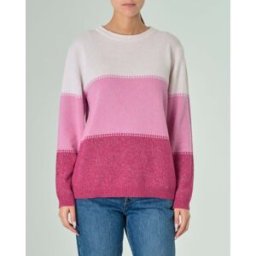 Hlo! Maglia a blocchi di colore rosa cipria e fucsia in misto lana e cashmere con inserti in lurex