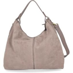 Visonà Hobo bag in pelle scamosciata ed effetto martellato color taupe con tracolla staccabile