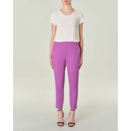 Hlo! Pantaloni color ciclamino in tessuto tecnico stretch con elastico inserito in vita