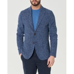 Paul Baker Giacca maglia pied de poule blu indaco in misto cotone