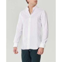 Xacus Camicia bianca in puro cotone micro armatura tailor-fit