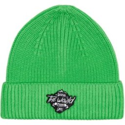 Only Berretto verde lavorato a coste con patch