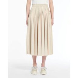 Max Mara Gonna midi beige plissettata in jersey con elastico in vita