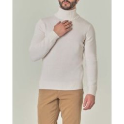 Rodolfo Pellizzari Dolcevita color latte in misto lana e cachemire finezza 7