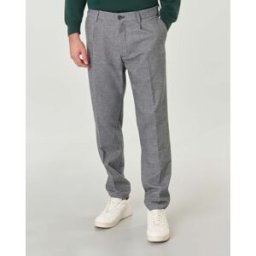 Boss Pantaloni Kane tapered-fit in micro pied de poule bianco e nero di viscosa stretch