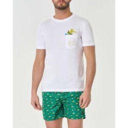 My Stuff T-shirt bianca mezza manica in pima cotton con taschino e ricamo grab the fun