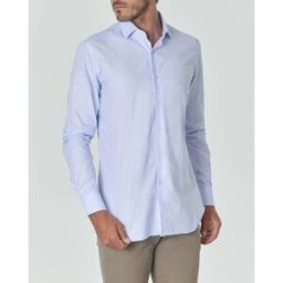 Xacus Camicia azzurra in puro cotone micro armatura tailor-fit