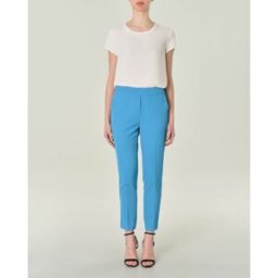 Hlo! Pantaloni turchesi in tessuto tecnico stretch con elastico inserito in vita