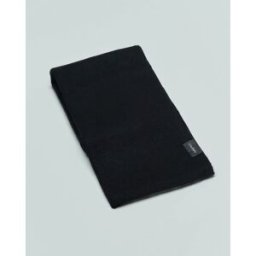 Caleido Stola nera in puro cashmere a costine