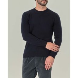 Rodolfo Pellizzari Maglia girocollo blu navy in misto lana e cachemire finezza 7