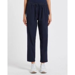 Marella Pantaloni blu in tela di misto viscosa con elastico e coulisse inseriti in vita Linea MONOCHROME