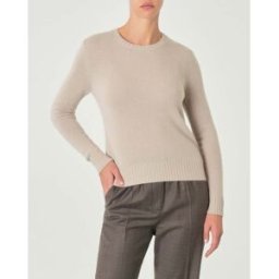 Cachemire Line Maglia beige melange girocollo in puro cashmere