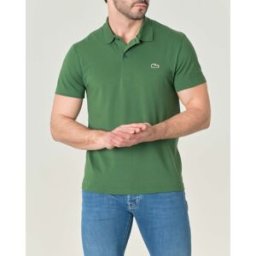 Lacoste Polo mezza manica verde in cotone organico stretch punto wafer