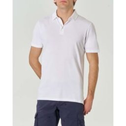 Priority House Polo bianca mezza manica in piquè di puro cotone regular-fit