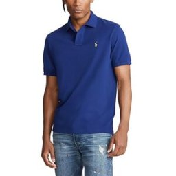 Ralph Lauren Polo blu royal mezza manica in piquè slim-fit