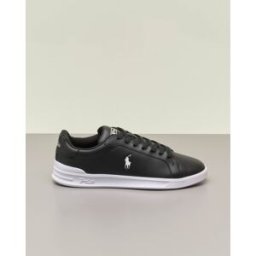 Ralph Lauren Sneaker Heritage Court II nera in pelle con dettaglio bianco