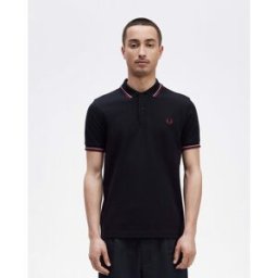 Fred Perry Polo mezza manica blu con bordino rosa e bordeaux