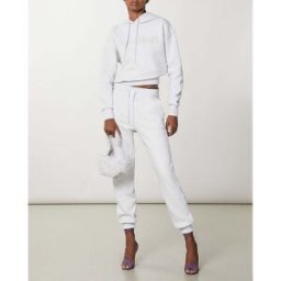 Patrizia Pepe Joggers color ghiacchio in felpa di cotone con polsini al fondo e coulisse in vita