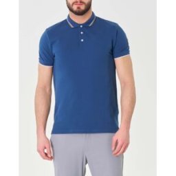 Colmar Polo blu royal mezza manica in piquè di cotone stretch con bordino grigio bianco e bordeaux