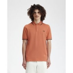 Fred Perry Polo mezza manica salmone con bordino grigio e nero