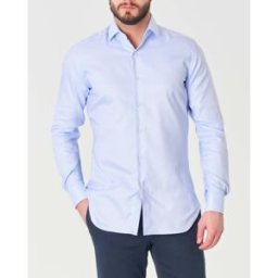 Xacus Camicia azzurra micro armatura di puro cotone tailor fit