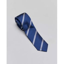 Boss Cravatta regimental blu indaco in misto seta a righe diagonali