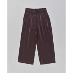 Pinko Pantalone palazzo neri in viscosa effetto laminato con logo ricamato S-L