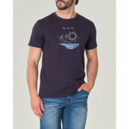 My Stuff T-shirt blu mezza manica in jersey di cotone con stampa Keep the sea