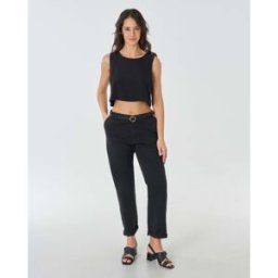 Hlo! Crop top nero in cady senza maniche